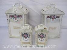 Four Piece Mepoco Ware Lusterware Canister Set, made in Germany, Chipped Top, See Photos