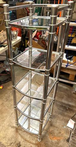 Metal Shelf unit with 5 Tempered Glass Shelves 51" T x 13" W