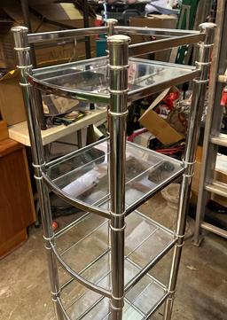 Metal Shelf unit with 5 Tempered Glass Shelves 51" T x 13" W