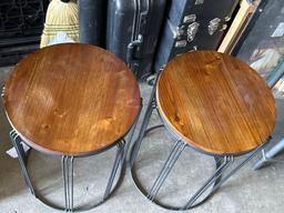 2 Small Wood and Metal Accent Tables 24" x 20"