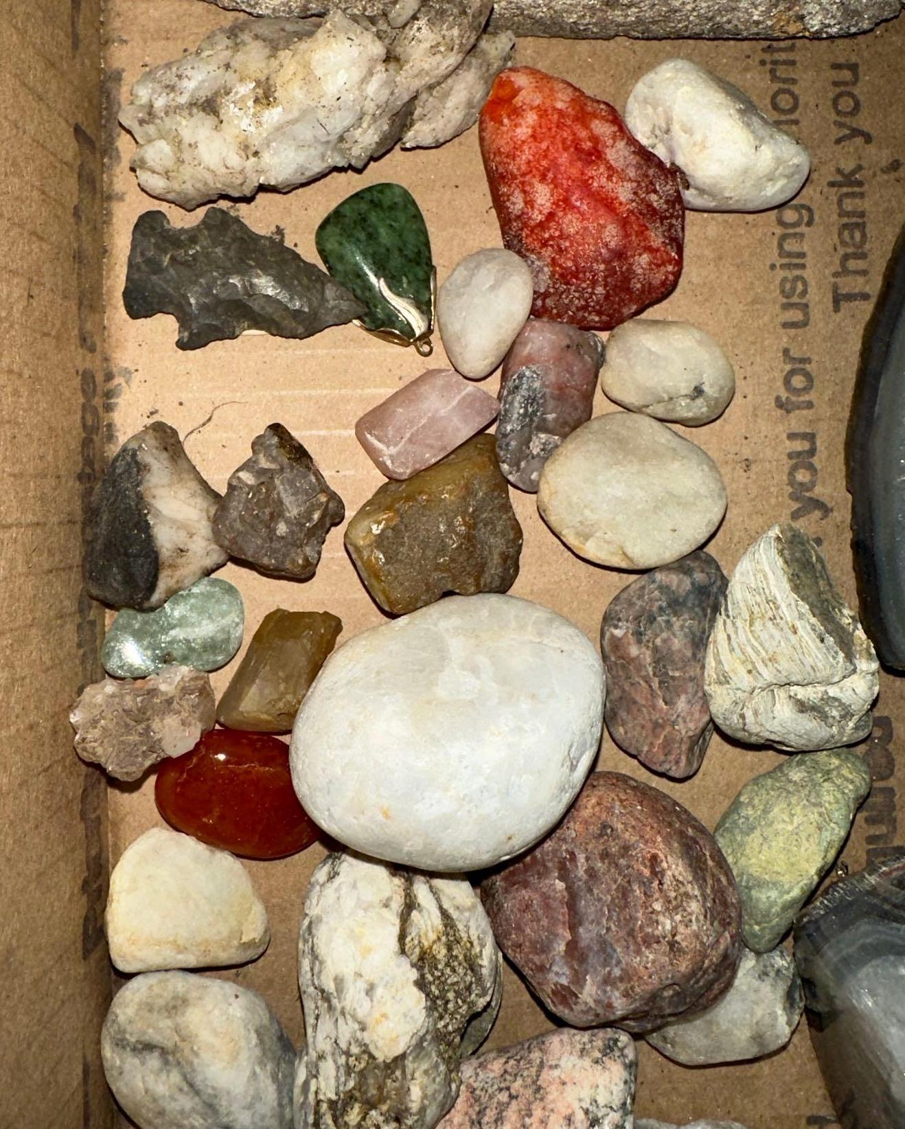 Collectible Rocks, Geos, Salt Lamp and Book