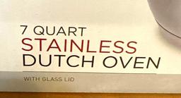 NIB Parini 7qt Stainless Dutch oven w/glass lid