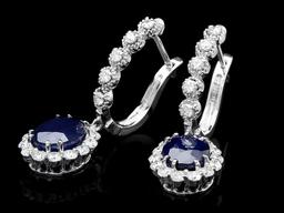 14k Gold 5.00ct Sapphire 1.35ct Diamond Earrings