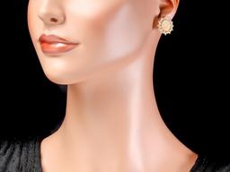 14k Gold 4.00ct Opal 1.30ct Diamond Earrings