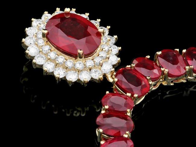 14k Gold 101ct Ruby 2.15ct Diamond Necklace