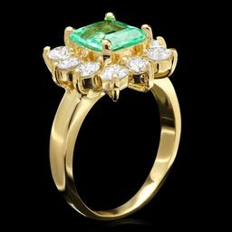 14k Gold 1.50ct Emerald 1.35ct Diamond Ring