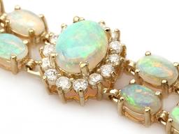 14k Gold 12.5ct Opal 1.75ct Diamond Bracelet