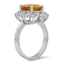 14K Gold 4.07ct Yellow Beryl 1.00cts Diamond Ring