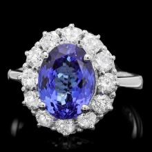 14k Gold 4.50ct Tanzanite 1.10ct Diamond Ring