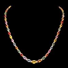 14k Gold 30.00ct Sapphire 1.20ct Diamond Necklace