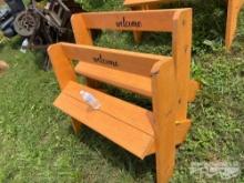 PAIR OF WELCOME WOODEN BENCHES