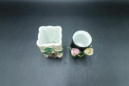 2 Small Floral Vases