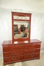 Cherry Finish Dresser with Mirror