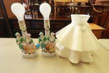 Pair Of Colonial Style Japanese Made Porcelain Lamps