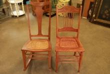 Oak Side Chair & Maple Rocker