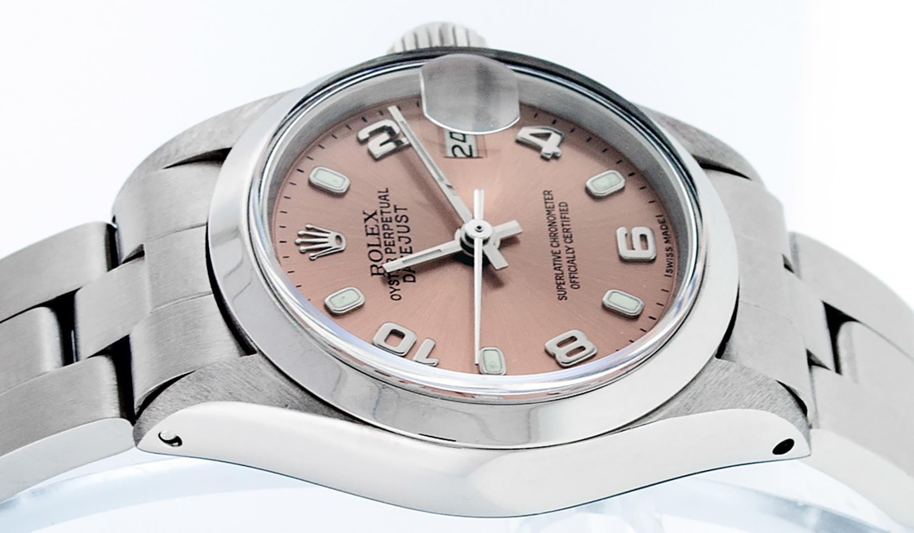 Rolex Ladies Stainless Steel Salmon Datejust Wristwatch