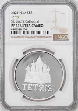 2021 Niue $2 Proof Tetris Silver Coin NGC PF69 Ultra Cameo