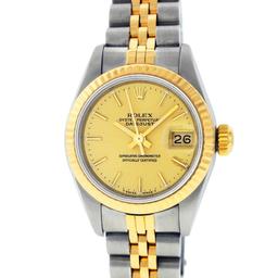 Rolex Ladies Two Tone Champagne Index Date Wristwatch