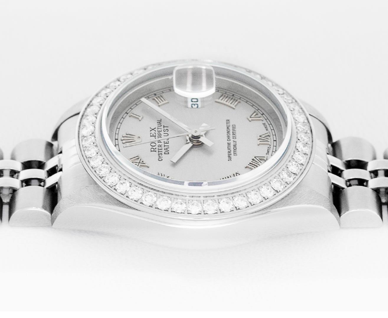 Rolex Ladies Stainless Steel Diamond Datejust Wristwatch