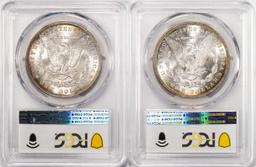 Lot of (2) 1885 $1 Morgan Silver Dollar Coins PCGS MS63 Nice Toning