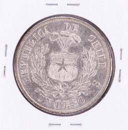 1881 Chile Un Peso Silver Coin