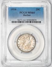 1916 Barber Quarter Coin PCGS MS64