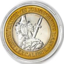 .999 Silver Excalibur Las Vegas Nevada $10 Casino Limited Edition Gaming Token