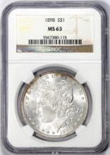 1898 $1 Morgan Silver Dollar Coin NGC MS63