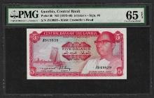 1972-86 Central Bank Gambia 5 Dalasis Note Pick# 5b PMG Gem Uncirculated 65EPQ