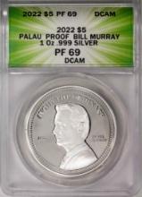 2022 $5 Palau Proof Bill Murray Silver Coin ANACS PF69DCAM