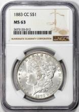 1883-CC $1 Morgan Silver Dollar Coin NGC MS63