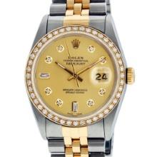 Rolex Mens Two Tone Diamond Datejust Wristwatch