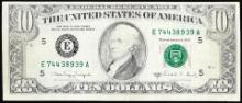 1988A $10 Federal Reserve Note Richmond Insufficient Inking Error