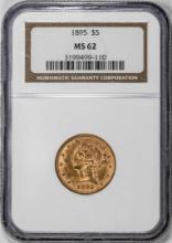 1895 $5 Liberty Head Half Eagle Gold Coin NGC MS62