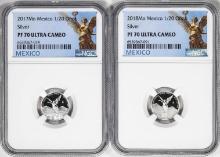 Lot of 2017-2018-Mo Mexico Proof 1/20 oz Silver Libertad Coins NGC PF70 Ultra Cameo