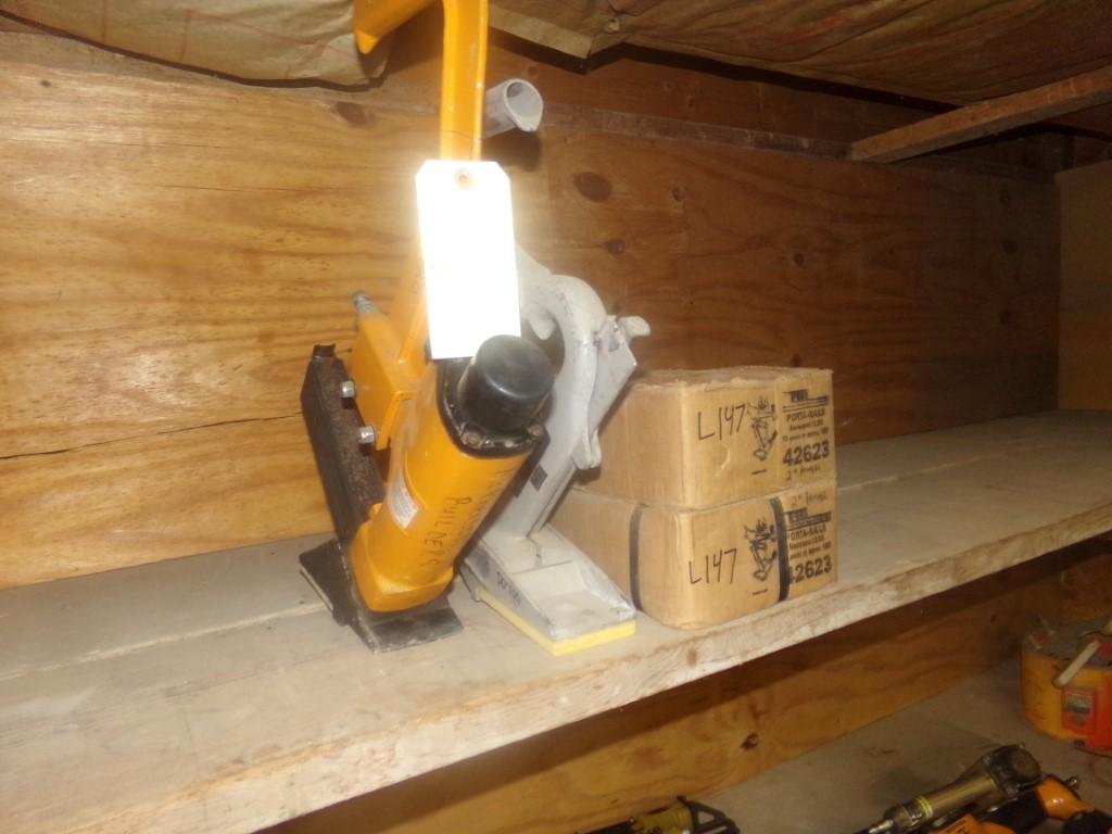 (2) Hardwood Flooring Nailers and (2) Boxes of Nails (Too Storage Room)