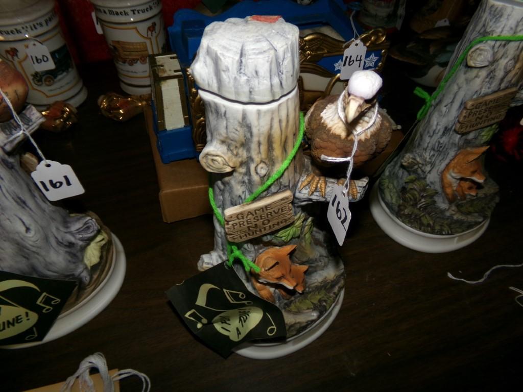 Hoffman Distillery Eagle And Fox Ceramic Decanter/Music Boxes