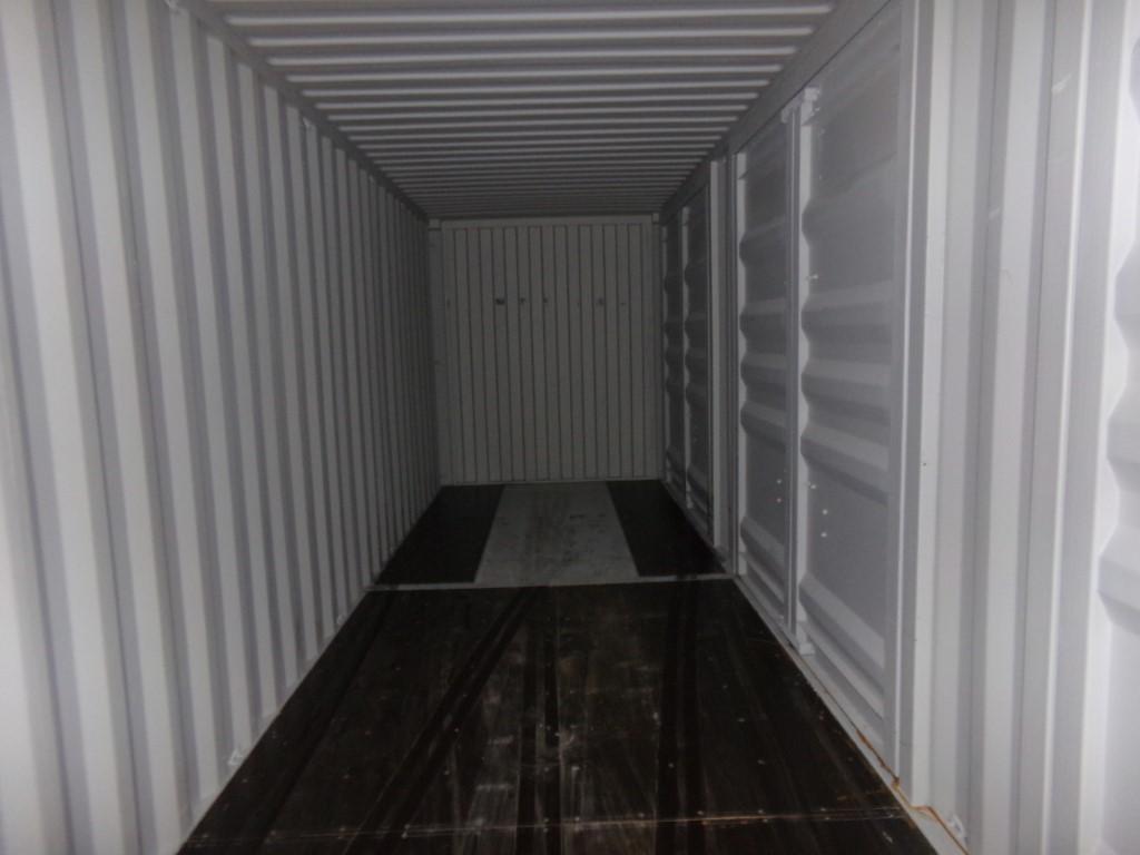 New 40' Off White Storage Container with (4) Side Access Doors, Barn Door o