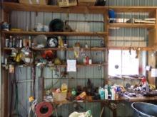 Contents Of Work Bench, Top & Below And Contents Of Shelves Directly Over B