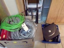 Group Of Items Near Basement Stairs- Dell Inspiron Laptop, New Cables, Ext.