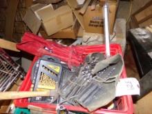 Red ''Marlboro'' Basket With Contents, Wrenches, Drills, Knee Pads, Hammer,