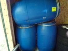 (3) Blue 55 Gal. Poly Drums, Empty