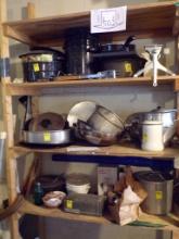 Content Of Left Side Of Wooden Shelf Unit In Small Garage-Porcelain Roastin