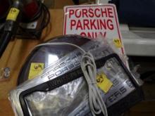 Porche Wall Clock, Metal License Plate Covers, Porche Parking Only Sign, Po