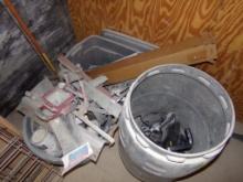 (2) Tubs And Gray, Plastic Barrel w/Missing Tooling Squeedgies, Work Light,