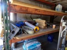 Contents of 1st Shelf, Wall Tile Trim, Insulation Board, Hard Hat, Misc Ite