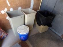 (3) Tan, Trash Cans, Near Door To Office (Front Garage)