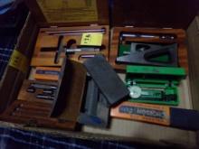 Box With Inspection Tools, Indicators, Depth Micrometer, Inside Mic, Planer