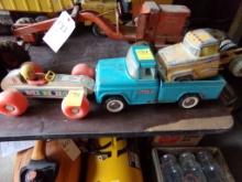 Buddy L Fleetside ''Ford'', Teal and Fisher Price ''Bouncy Racer'' Car and