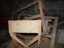 (4) Saw Horses and Homemade Outboard Motor Stand (Back Cellar)